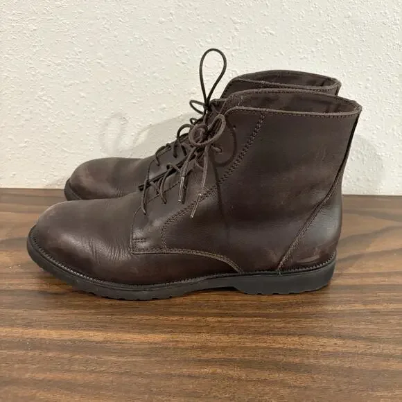 L.L. Bean Womens Brown Leather Lace Up Combat Boots Size 8.5 Wide Ankle Booties - Picture 5 of 15